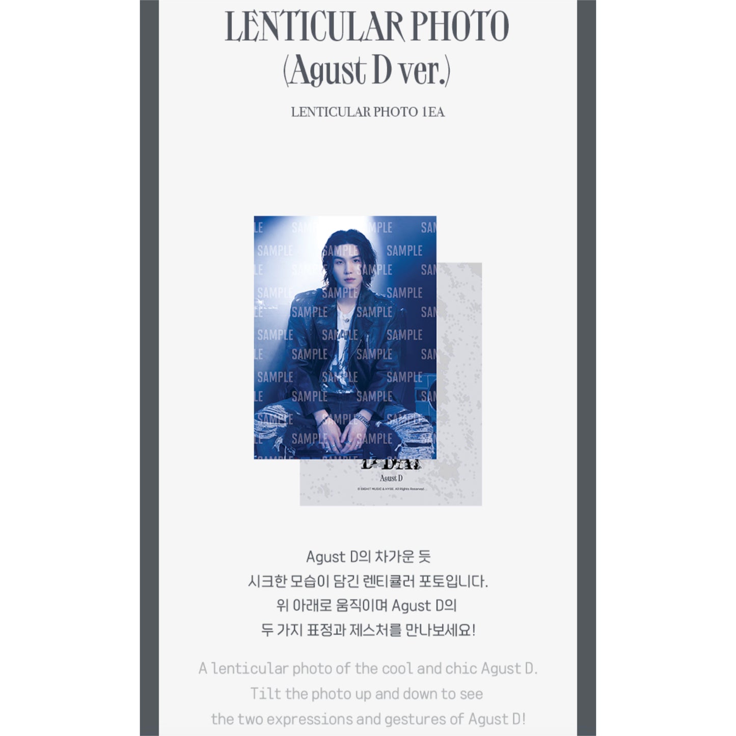 [2ND PRE ORDER] Suga D-Day Official Tour Merch — Lenticular Photo (Agust D Ver.)