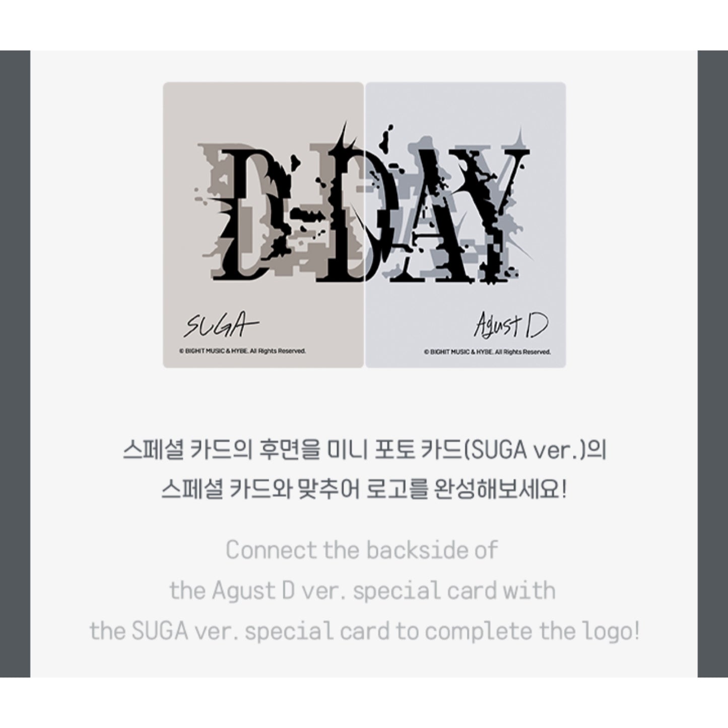 [1ST PRE ORDER] Suga D-Day Official Tour Merch — Mini Photo Card (Agust D Ver.)