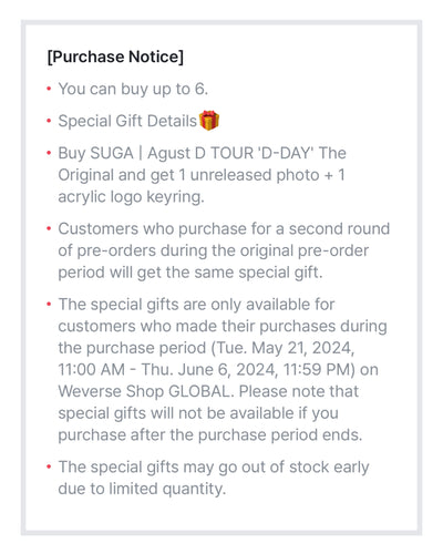 [1ST PRE ORDER] ⚫ SUGA | AGUST D TOUR 'D-DAY' The Original ⚫